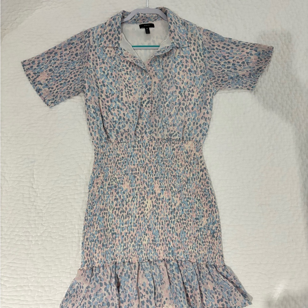 Aqua Pink and Blue Leopard Print Blouse